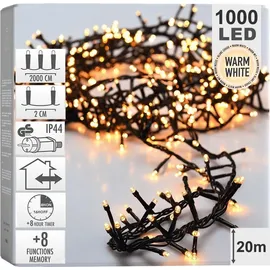Koopmann International LED-Clusterlichterkette warmweiß, 1000 LEDs, Grünes Kabel, Innen/Außen, 23m - Grün