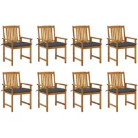 HOMMIE© Outdoor-Stuhl ,Gartenstühle mit Kissen 8 Stk. Massivholz Akazie Relaxsessel Armlehnstuhl & schlichten Design