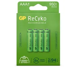 GP AAA 950mAh (Micro, HR 03, NiMH, 1,2V, 4er Pack), Verpackung kann variieren
