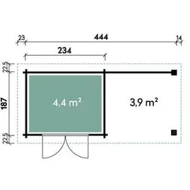 Wolff Finnhaus WPC Trend B+ inkl. Lounge 4,8 x 2,32 x 2,52 m grau
