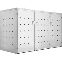 Zelsius Edelstahl Mülltonnenbox Rhombus für 3 Mülltonnen je 120 und/oder 240 Liter | Mülltonnenverkleidung mit 3 Klappdeckel | Metall Müllbox, abschließbar