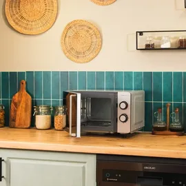 Cecotec Mikrowelle mit Grill Mikrowelle mit Grill Proclean 3160 Flatbed Mirror. 20 l, 700 W, 6 Stufen, 800 W Grill, Spiegel- und Metalldesign, mit 3DWave-Technologie für gleichmäßiges Garen und Gold