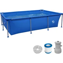 Avenli Frame Pool Set Rechteckig 258 x 179 x 66 cm Blau mit CleanPlus Filterpumpe und Reparaturaufkleber