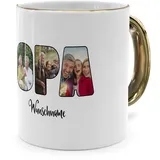 PhotoFancy® - Fototasse 'Opa' - Personalisierte Tasse mit eigenem Foto und Text selbst gestalten - Gold glänzend