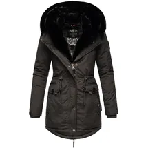 Navahoo Damen Wintermantel Winterparka Gefüttert mit 2 Kunstpelz-Kapuzen Sweety Deluxe