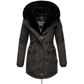 Navahoo Damen Wintermantel Winterparka Gefüttert mit 2 Kunstpelz-Kapuzen Sweety Deluxe