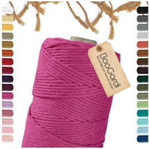 BooGardi Makramee Garn · Magenta 3mm x 200m · 3mm oder 5mm · viele Farben · Baumwollkordel · Baumwollgarn · DIY Bastelkordel · Kordelband