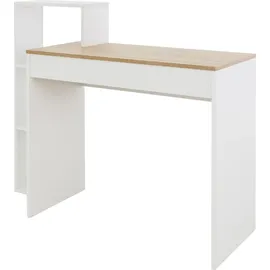 ML-Design Schreibtisch Regal, Bürotisch Computertisch PC Tisch, Weiß mit Tischplatte in Sonoma-Eiche, 3 Einlegeböden, 110x72x40 cm, Holz, 2-in-1 System, für Arbeit... - Naturbelassen