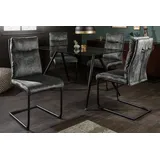 Riess-Ambiente Stuhl COMFORT grün Samt mit Komfortgriff Freischwinger Modern Design