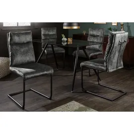 Riess-Ambiente Stuhl COMFORT grün Samt mit Komfortgriff Freischwinger Modern Design