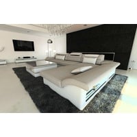 Sofa Dreams Ecksofa Stoffsofa Couch Stoff Polstersofa Monza L Form, mit LED, ausziehbare Bettfunktion, Designersofa grau