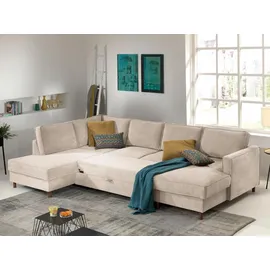 best mobilier Lisa Design - Wohnlandschaft - mit Schlaffunktion und Bettkasten - aus Cord - Beige