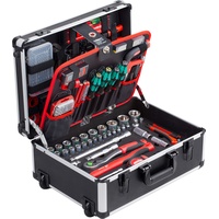 Meister Werkzeugtrolley 238-teilig - Mit Qualitätswerkzeug von Knipex & Wera - Teleskophandgriff / Profi Werkzeugkoffer befüllt / Werkzeugkiste fahrbar auf Rollen / Werkzeugbox / 8973770