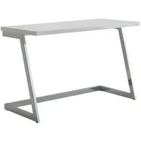 KADIMA DESIGN Schreibtisch SARNOT: Hochglanz-Design, Metallgestell, 120x55x76 cm, Weiß/Gold/Silber.