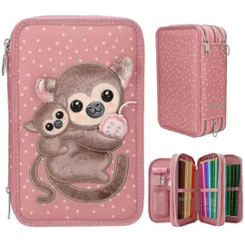 DEPESCHE TOPModel 3 Fach Federtasche Affen Applikation JUICY