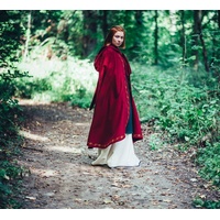 Leonardo Carbone Wikinger-Kostüm Kurzer Mittelalter Mantel mit Kapuze Wolle Rot rot