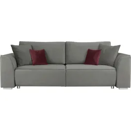INOSIGN 3-Sitzer INOSIGN "BEATRICE, B: 250 cm - wahlweise mit Bettfunktion", grau, B:250cm H:92cm T:107cm, Sofas, u. Bettkasten, incl. 2 Zierkissen