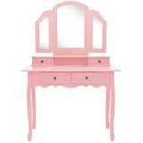 vidaXL vidaXL, Schminktisch-set mit Hocker Rosa 100x40x146 cm) Paulownia-holz