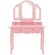 vidaXL vidaXL, Schminktisch-set mit Hocker Rosa 100x40x146 cm) Paulownia-holz