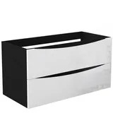 duschspa Waschtisch Unterschrank Waschtischunterschrank Waschbeckenunterschrank Badschrank, 50-120cm Hängeschrank, Matt / Hochglanz schwarz 99 cm x 52 cm x 46.3 cm