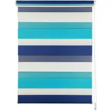 ONDECO Doppelrollo Just Triple Klemmfix Seitenzugrollo Blickdicht Klemmfix Farbe: Aqua-Navy, Größe: 80x210 cm