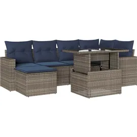 vidaXL Gartensofa-Set 7-tlg. grau Polyrattan