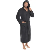 CelinaTex Florida Bademantel Damen L anthrazit Morgenmantel Herren Coral Fleece Saunamantel Microfaser Kapuze Unisex - L