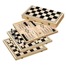Philos Schach Backgammon Dame Set, Feld 50 mm, mit Tragegriff
