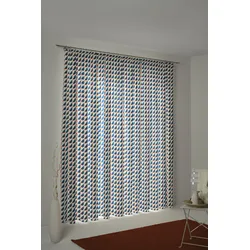 Vorhang ADAM "Circles" Gr. 2, bunt (hellblau, orange, dunkelblau), B:145cm H:175cm, Jacquard, Baumwolle (Bio-Baumwolle), Gardinen, nachhaltig