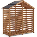 MCombo Kaminholzregal Holz 85 x 175,5 x 184,5 cm mit wasserdichter Abdeckung beige