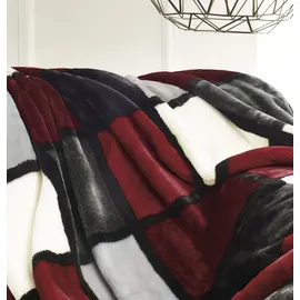 Gözze Antigua Kuscheldecke 150 x 200 cm Rot/Bordeaux/Schwarz/Weiß