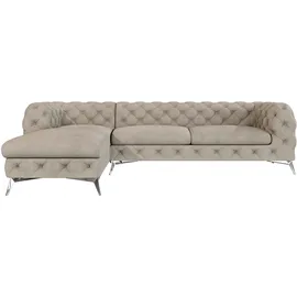 s-style möbel ECKSOFA Chesterfield Laura Dunkle Creme Samt