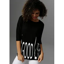 Aniston SELECTED 3/4-Arm-Shirt mit Statement-Spruch schwarz 36 EU