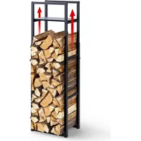 VOUNOT Kaminholzregal Metall 45 x 32 x 170 cm Schwarz