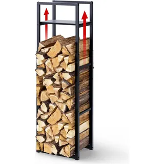 VOUNOT Kaminholzregal Metall 45 x 32 x 170 cm Schwarz