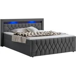 Boxspringbett Leona - Samt - Grau