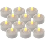 MARELIDA LED Teelichter flackernd flammenlos inkl. Batterien Timer D: 3,6cm weiß 12er Set