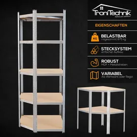 Tronitechnik Schwerlastregal Holz/Metall 40 x 40 x 70 x 70 x 180 cm silber