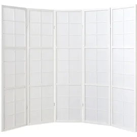Homestyle4u Paravent Raumteiler Shoji Weiß Holz 220x175x2 cm - Paravents, Paravents