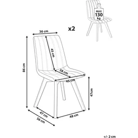 Beliani Esszimmerstuhl 2er Set Polyester grün gesteppt