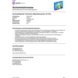 GEOMAG Magnetic Tiles Gems 60