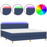vidaXL Boxspringbett mit Matratze & LED Blau 160x200 cm Stoff