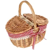 Toyvian Picknickkorb Weide mit Deckel Griff, Geflochtener Holzkoffer im Retro Stil Deko Großer Weidenkorb Klassischer Obst Gemüsekorb für Ostern Camping Gemüseernte