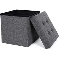Songmics Sitzhocker mit Stauraum Stoff 38 x 38 x 38 cm Dunkelgrau