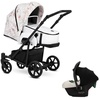 babies-on-wheels Kombi-Kinderwagen 3 in 1 Kinderwagen-Set Roy - 14 Teile - in 7 Farben weiß