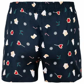 Happy Shorts Herren Web-Boxershorts - X-MAS, American Boxershorts, Weihnachtsprint Snowmen & Gingerbreadmen navy S