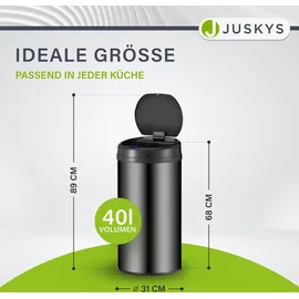 Juskys Runder Mülleimer 40 l Schwarz