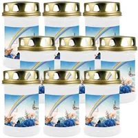 HS Candle Grabkerze GK-04210 (9-tlg), Grabkerze Brenndauer 48 Stunden mit Motiven