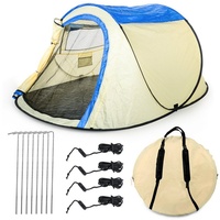 Defactoshop Wurfzelt Wurf Zelt Sekundenzelt 2-3 Person Outdoor Campingzelt Tent Pop Up 245x145x110cm Diverse Farben inkl. Herringe & Seile, Personen: 20 beige|schwarz