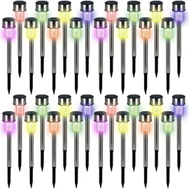 monzana MONZANA® Solarlampe Außen 32er Set Wetterfest IP44 Edelstahl Farbwechsel Bunt Garten Balkon Deko